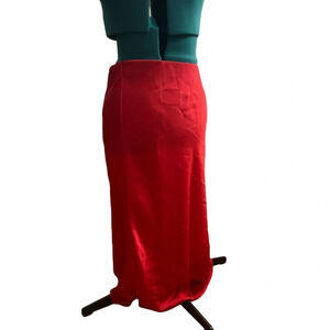Sanctuary Satin Elastic Waistband Red Maxi Skirt H